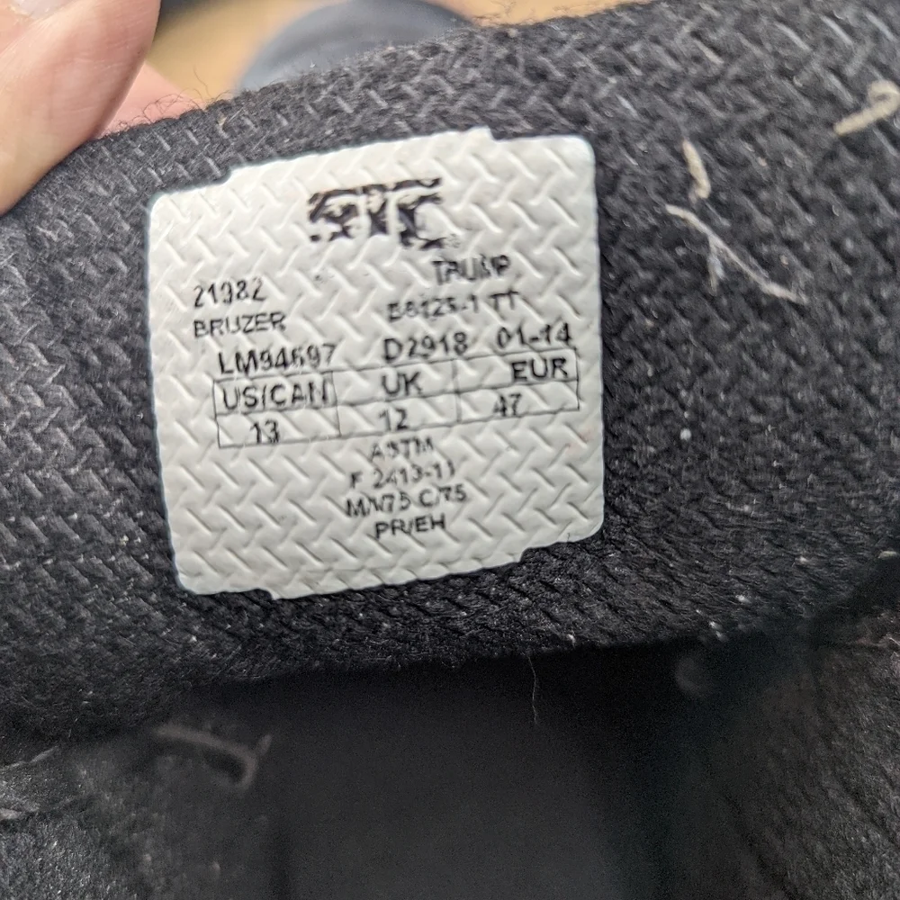 STC 21982-7 Size 13 Men's 6 In Work Boot Steel Toe Work Boot, BlackWith a splas